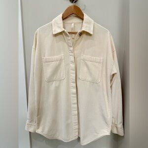 Aritzia Babaton Cream Corduroy Button-Up Shirt